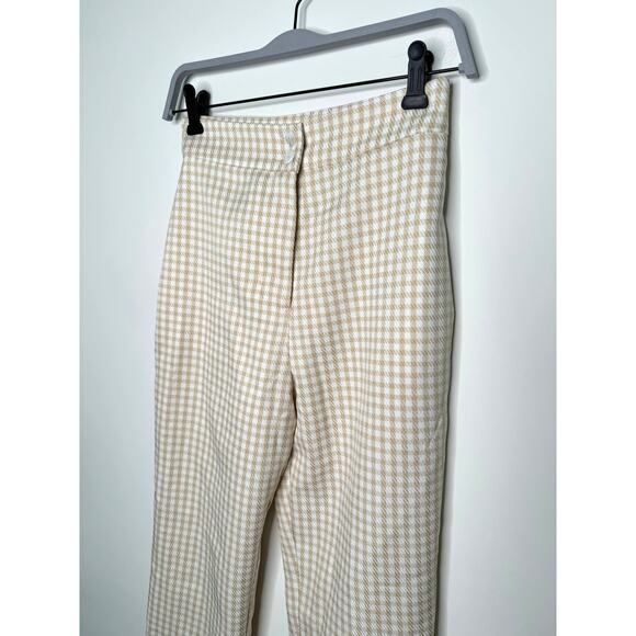 Song of Style (Revolve) Janie Beige White Check Pants, Women's Size X-SMALL - Picture 2 of 7